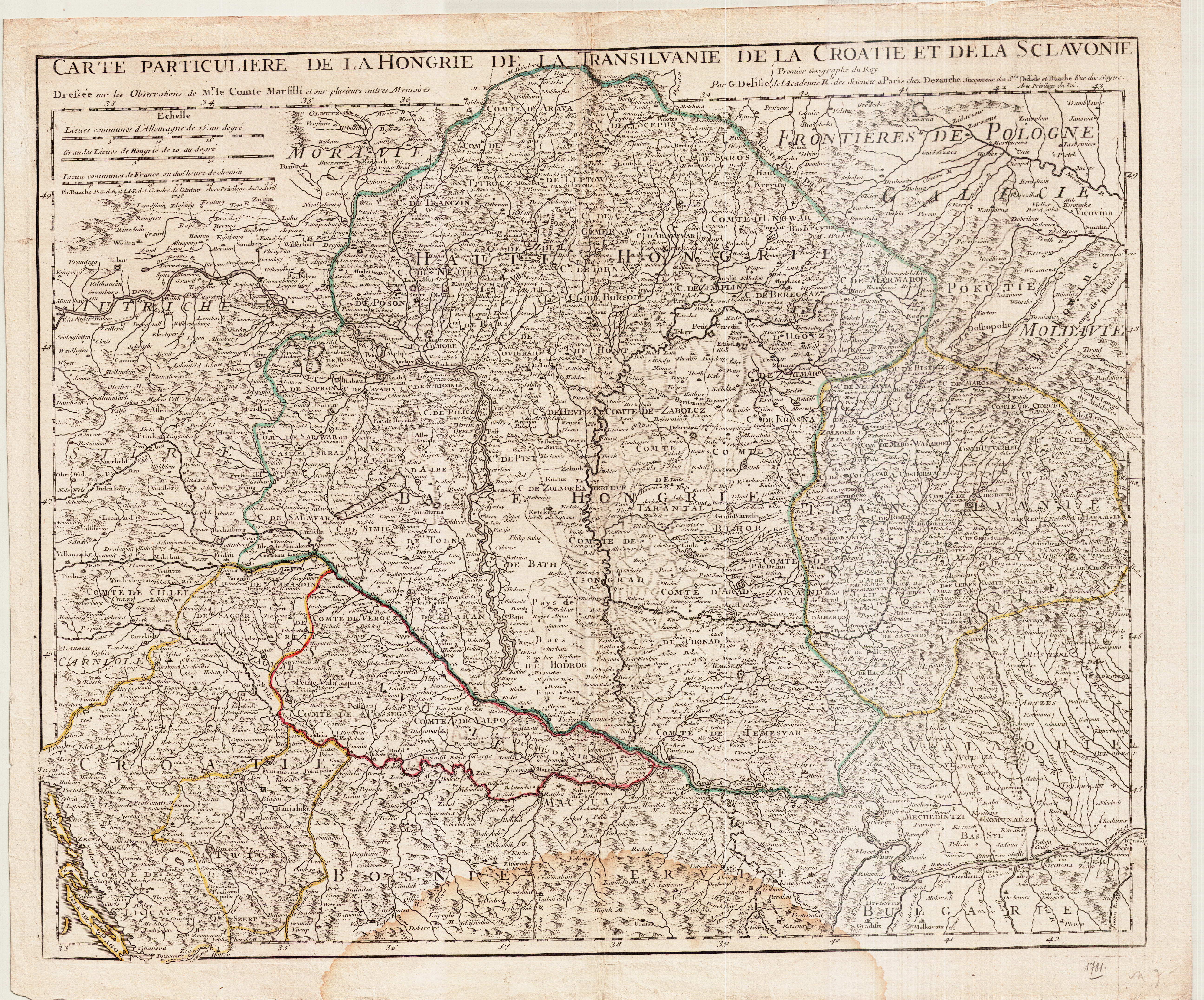 De l’Isle Carte particuliere de la Hongrie de la Transilvanie (Paris, 1781)